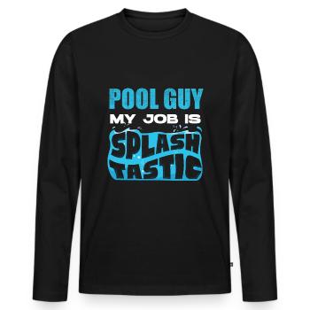 Pool Guy Cleaner Pool Service My Job Is Splash - Männer Premium Bio Langarmshirt - Schwarz - Vorne - Nico (187cm)