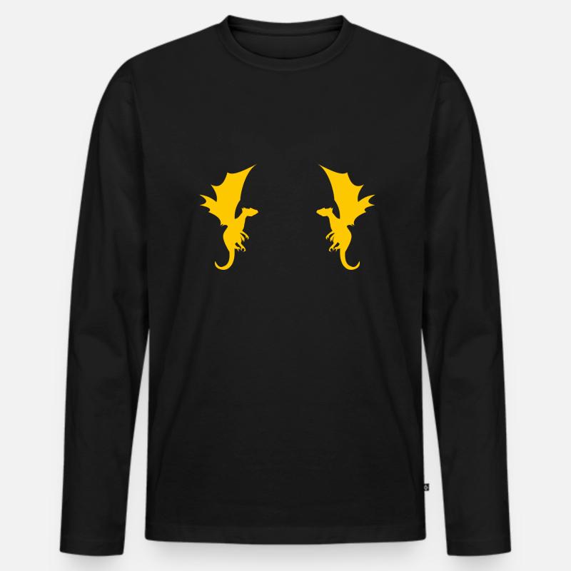 Drache Drachen Muster - Männer Premium Bio Langarmshirt - Schwarz