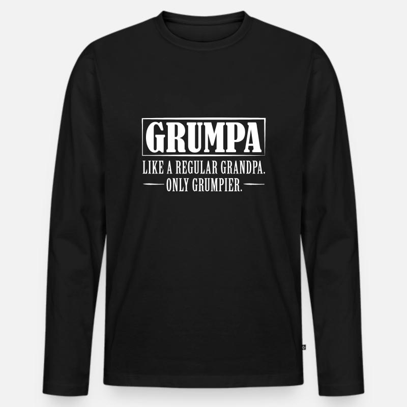 Grumpa - Männer Premium Bio Langarmshirt - Schwarz