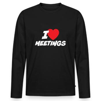 I Love Meetings - Men's Premium Organic Long Sleeve Shirt - black - Front - Nico (187cm)