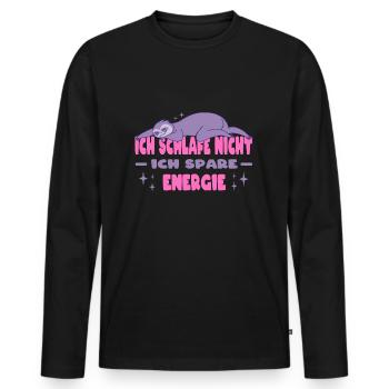 Ich Schlafe Nicht Ich Spare Energie Faultier - Männer Premium Bio Langarmshirt - Schwarz - Vorne - Nico (187cm)