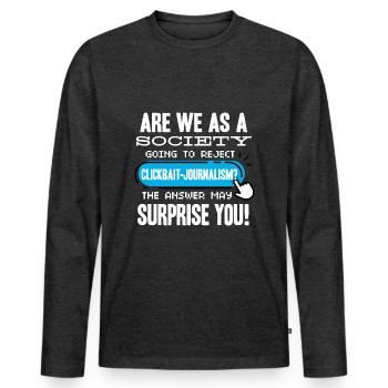 Journaliste de journalisme Drôle - T-shirt manches longues Premium bio Homme - anthracite chiné - Devant - Nico (187cm)