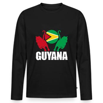 Guyana Drapeau Guyanaan National Animal Jaguar - T-shirt manches longues Premium bio Homme - noir - Devant - Nico (187cm)