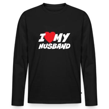 I Love my Husband - Men's Premium Organic Long Sleeve Shirt - black - Front - Nico (187cm)