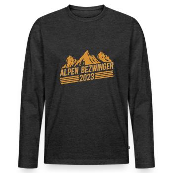 Alpenbezwinger 2023 Alpenüberquerung Finisher - Männer Premium Bio Langarmshirt - Anthrazit meliert - Vorne - Nico (187cm)