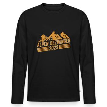 Alpenbezwinger 2023 Alpenüberquerung Finisher - Männer Premium Bio Langarmshirt - Schwarz - Vorne - Nico (187cm)