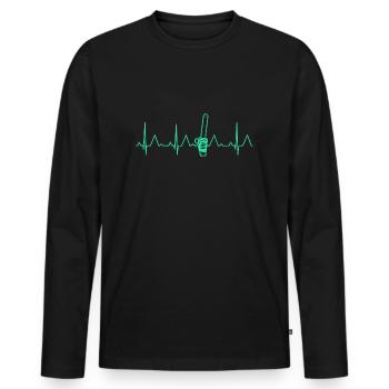 HEARTBEAT CHAINSAW ECG WOODWORKER CHAINSAW - Men's Premium Organic Long Sleeve Shirt - black - Front - Nico (187cm)