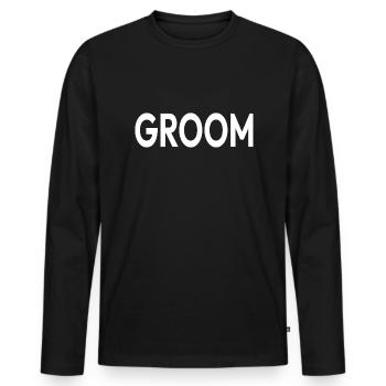 Mariage Mariage Fiançailles Groom JGA - T-shirt manches longues Premium bio Homme - noir - Devant - Nico (187cm)