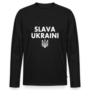 SLAVA UKRAINI UKRAINE - Männer Premium Bio Langarmshirt - Schwarz - Vorne - Nico (187cm)