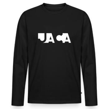 JACA – Huesca – Aragon – Spain - Men's Premium Organic Long Sleeve Shirt - black - Front - Nico (187cm)