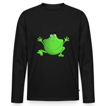 Frosch - Lach doch mal - Männer Premium Bio Langarmshirt - Schwarz - Vorne - Nico (187cm)