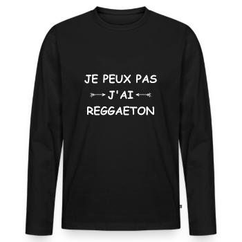 Je peux pas j'ai Reggaeton - T-shirt manches longues Premium bio Homme - noir - Devant - Nico (187cm)