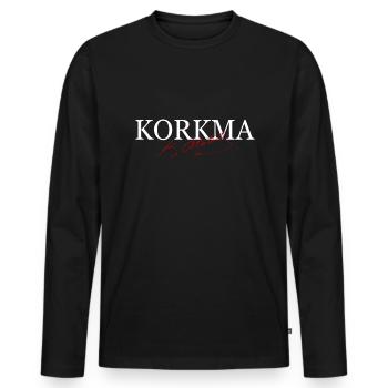 Atatürk Cumhuriyet Signature Mustafa Kemal - Men's Premium Organic Long Sleeve Shirt - black - Front - Nico (187cm)