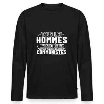Communiste cadeau drôle humour communisme - T-shirt manches longues Premium bio Homme - noir - Devant - Nico (187cm)