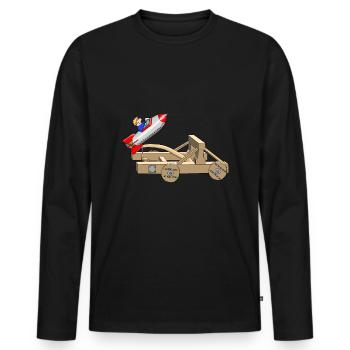 Start - Take off - Restart - Men's Premium Organic Long Sleeve Shirt - black - Front - Nico (187cm)