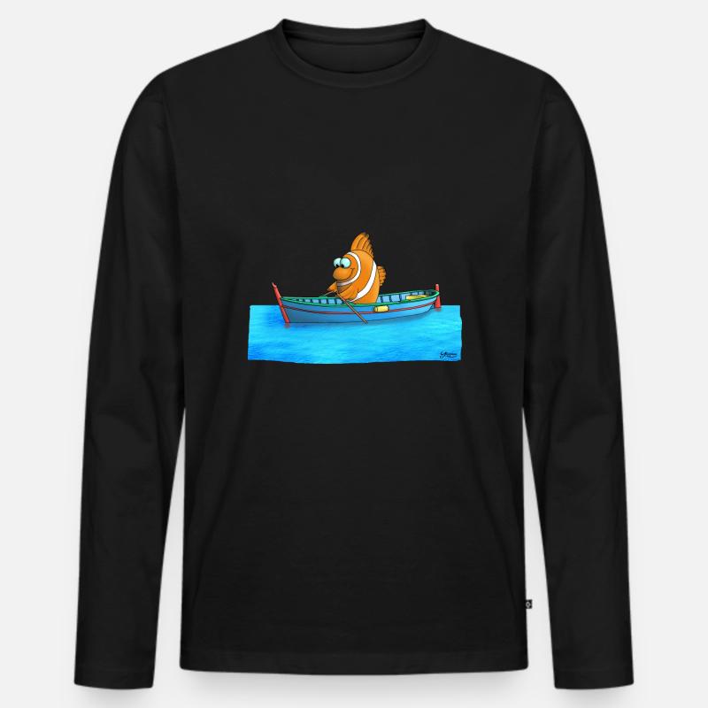 Lustiger Clownfisch - Männer Premium Bio Langarmshirt - Schwarz