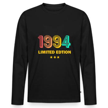 1994 Limited Edition 30th Birthday Gift Husband - Men's Premium Organic Long Sleeve Shirt - black - Front - Nico (187cm)