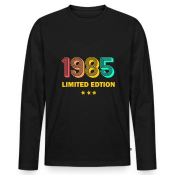 1985 Jahrgang 40.Geburtstag Geschenk geboren 1985 - Männer Premium Bio Langarmshirt - Schwarz - Vorne - Nico (187cm)