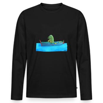Brochet dans la chaloupe - T-shirt manches longues Premium bio Homme - noir - Devant - Nico (187cm)