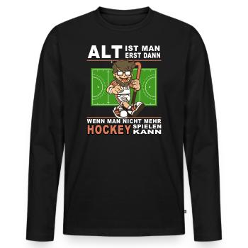 hockey senioren sport feldhockey alt hockeyspieler - Männer Premium Bio Langarmshirt - Schwarz - Vorne - Nico (187cm)