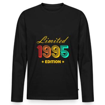 1995 Jahrgang 30.Geburtstag Geschenk geboren 1995 - Männer Premium Bio Langarmshirt - Schwarz - Vorne - Nico (187cm)