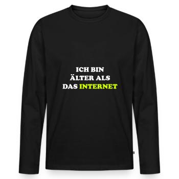 Ich bin älter als das Internet lustiger Spruch - Männer Premium Bio Langarmshirt - Schwarz - Vorne - Nico (187cm)