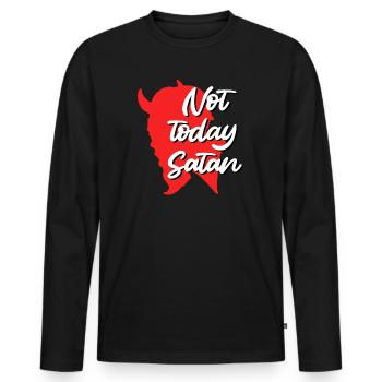 Satan Diable ne dit pas aujourd’hui Satan - T-shirt manches longues Premium bio Homme - noir - Devant - Nico (187cm)