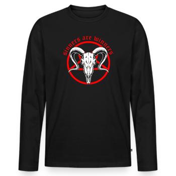 Sinners are Winners Devil Satan Antichrist Goat - Men's Premium Organic Long Sleeve Shirt - black - Front - Nico (187cm)