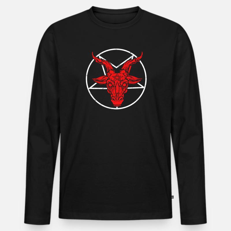 Bafomet Baphomet Satan Teufel Symbol 666 - Männer Premium Bio Langarmshirt - Schwarz