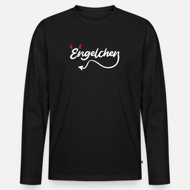 Engel oder Teufel Engelchen Teufelchen - Männer Premium Bio Langarmshirt - Schwarz