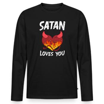 Satan loves You Party Devil Antichrist - Men's Premium Organic Long Sleeve Shirt - black - Front - Nico (187cm)