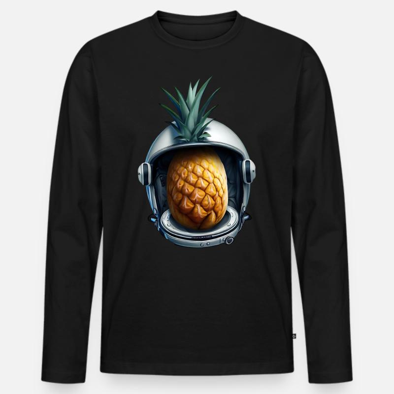 Ananas Astronaut - Männer Premium Bio Langarmshirt - Schwarz