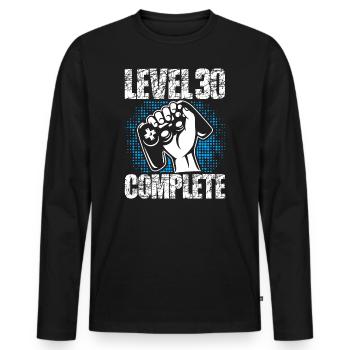 Niveau 30 Cadeau d’anniversaire complet 30 ans - T-shirt manches longues Premium bio Homme - noir - Devant - Nico (187cm)