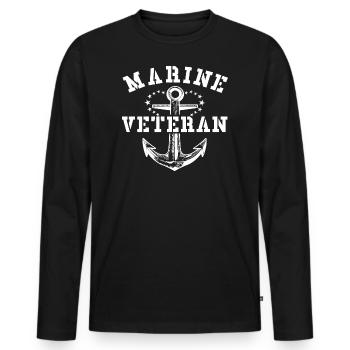 Marine Veteran - Männer Premium Bio Langarmshirt - Schwarz - Vorne - Nico (187cm)