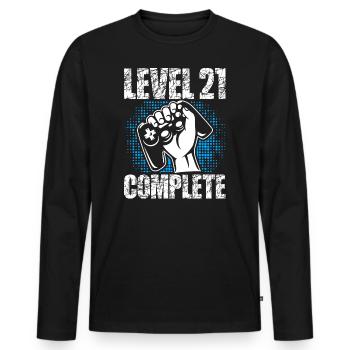 Level 21 Complete Geburtstagsgeschenk 21 Jahre - Männer Premium Bio Langarmshirt - Schwarz - Vorne - Nico (187cm)