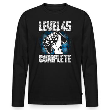 Level 45 Complete Geburtstagsgeschenk 45 Jahre - Männer Premium Bio Langarmshirt - Schwarz - Vorne - Nico (187cm)