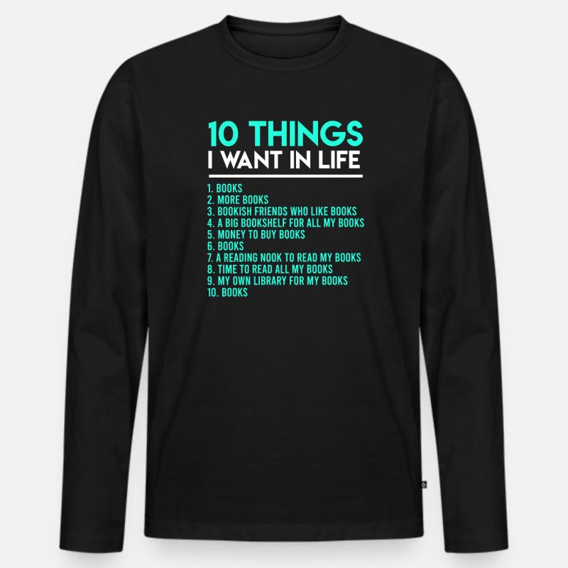 Wunschliste Bücher Bücher lesen Bücherwurm - Männer Premium Bio Langarmshirt - Schwarz