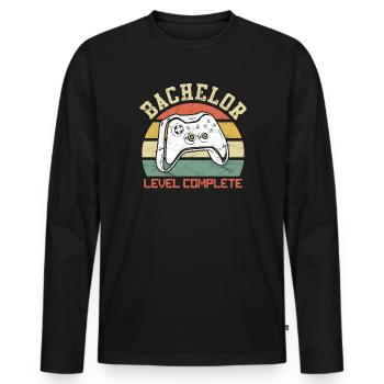 Bachelor Level Complete Bachelor - Männer Premium Bio Langarmshirt - Schwarz - Vorne - Nico (187cm)