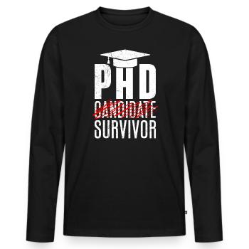 Thèse de doctorat survivant réussi - T-shirt manches longues Premium bio Homme - noir - Devant - Nico (187cm)