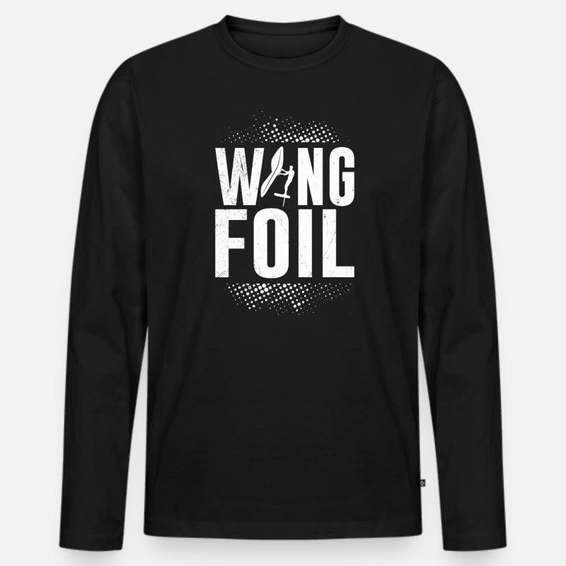 Wing Foil WIng Surf - Männer Premium Bio Langarmshirt - Schwarz