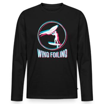 Wing Foiling Wing Surf Wing Foiler - Men's Premium Organic Long Sleeve Shirt - black - Front - Nico (187cm)