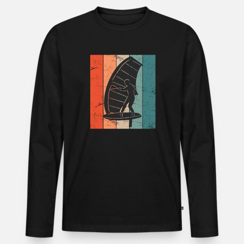 Wing Foil Wingsurf Wing Surfer - Männer Premium Bio Langarmshirt - Schwarz