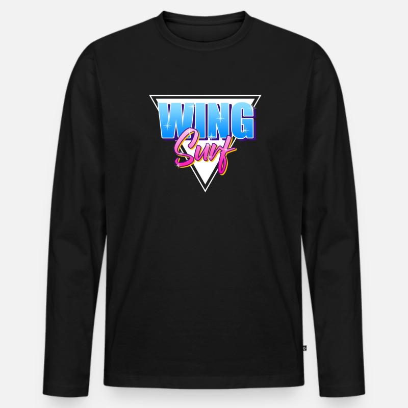 Wing Surf Wingfoil - Männer Premium Bio Langarmshirt - Schwarz