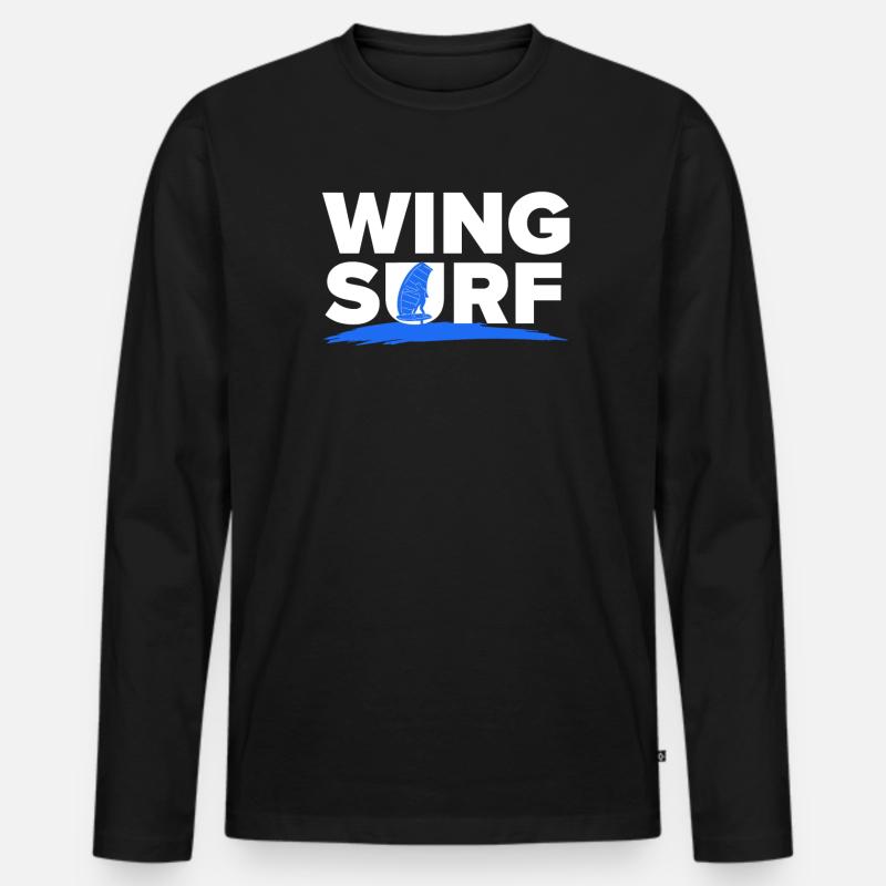 Wing Surf Wing Foil Wingsurf - Männer Premium Bio Langarmshirt - Schwarz