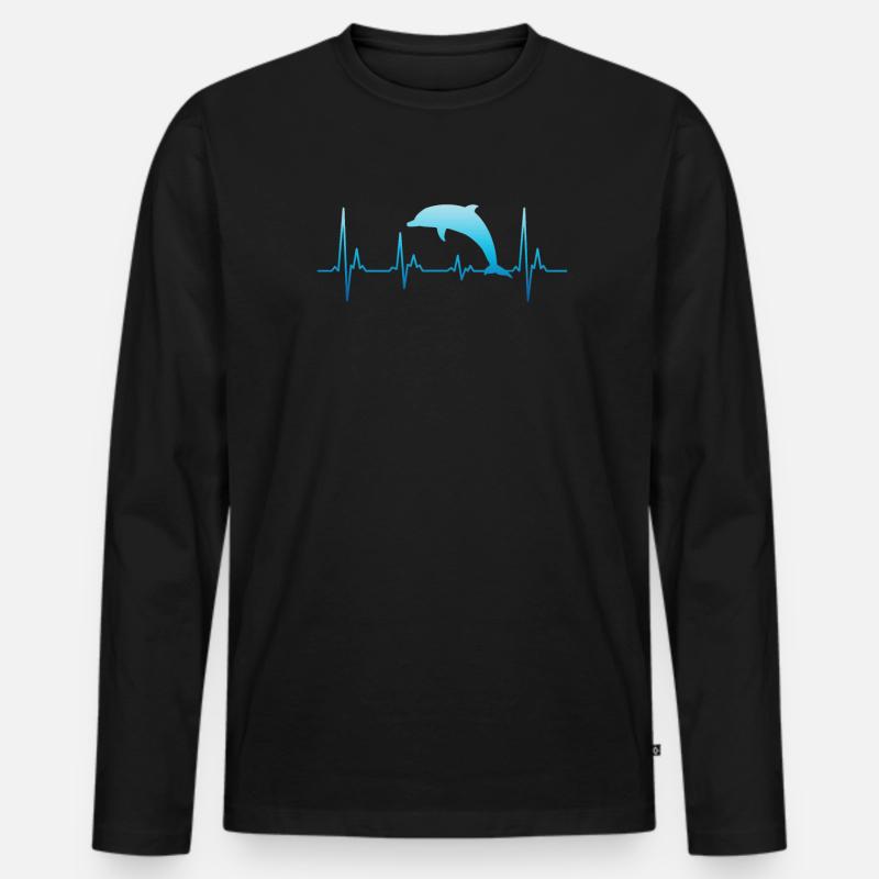 Delfin Herzschlag EKG Herzfrequenz Taucher - Männer Premium Bio Langarmshirt - Schwarz