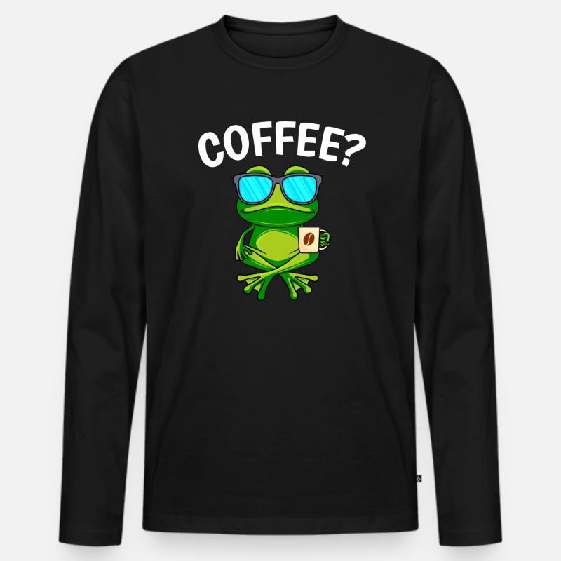 Kaffee? Kaffeetrinker Kaffeevollautomat Espresso - Männer Premium Bio Langarmshirt - Schwarz