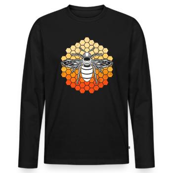 Abeille sur nids d’abeilles Apiculteur - T-shirt manches longues Premium bio Homme - noir - Devant - Nico (187cm)