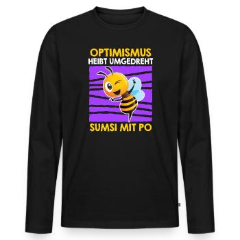 L’optimisme inversé signifie Sumsi avec les fesses - T-shirt manches longues Premium bio Homme - noir - Devant - Nico (187cm)