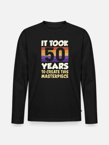 Dad's birthday 50 - Men's Premium Organic Long Sleeve Shirt - black