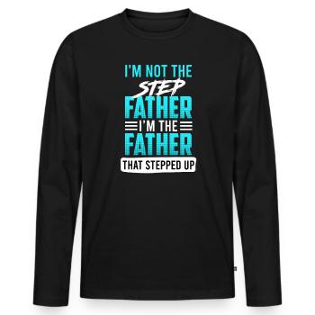 Stepfather Saying Bonus Papa Bonus Father - Men's Premium Organic Long Sleeve Shirt - black - Front - Nico (187cm)